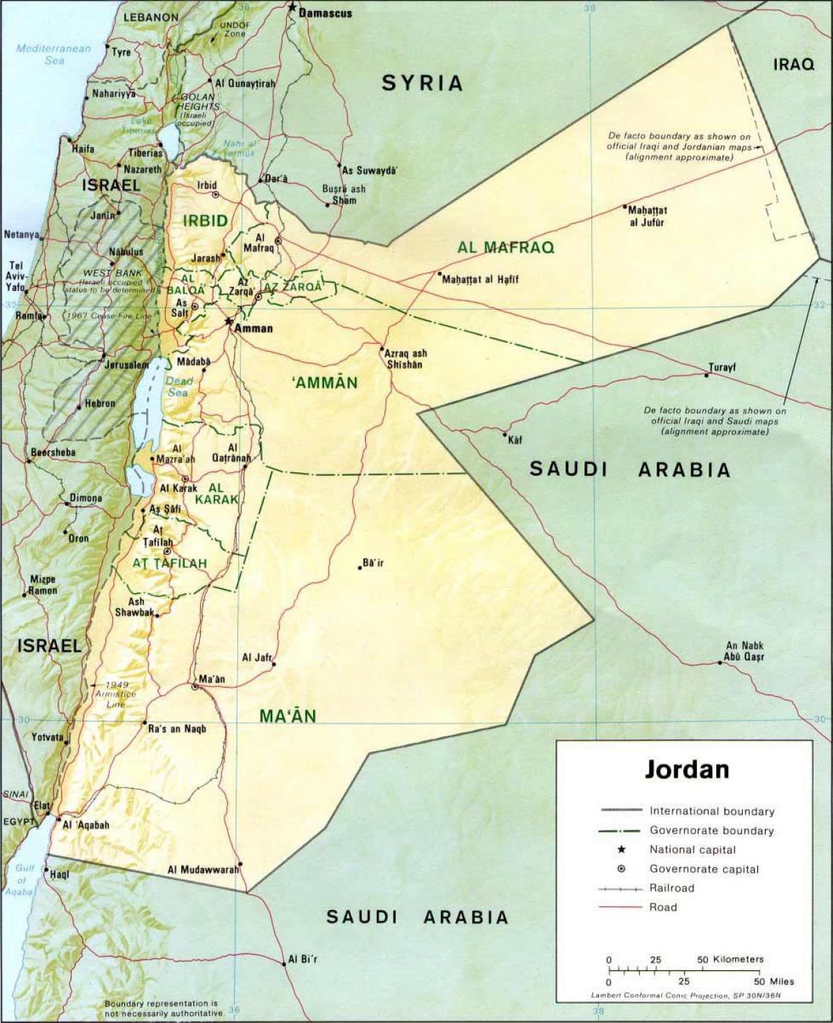 დეტალური რუკა Jordan