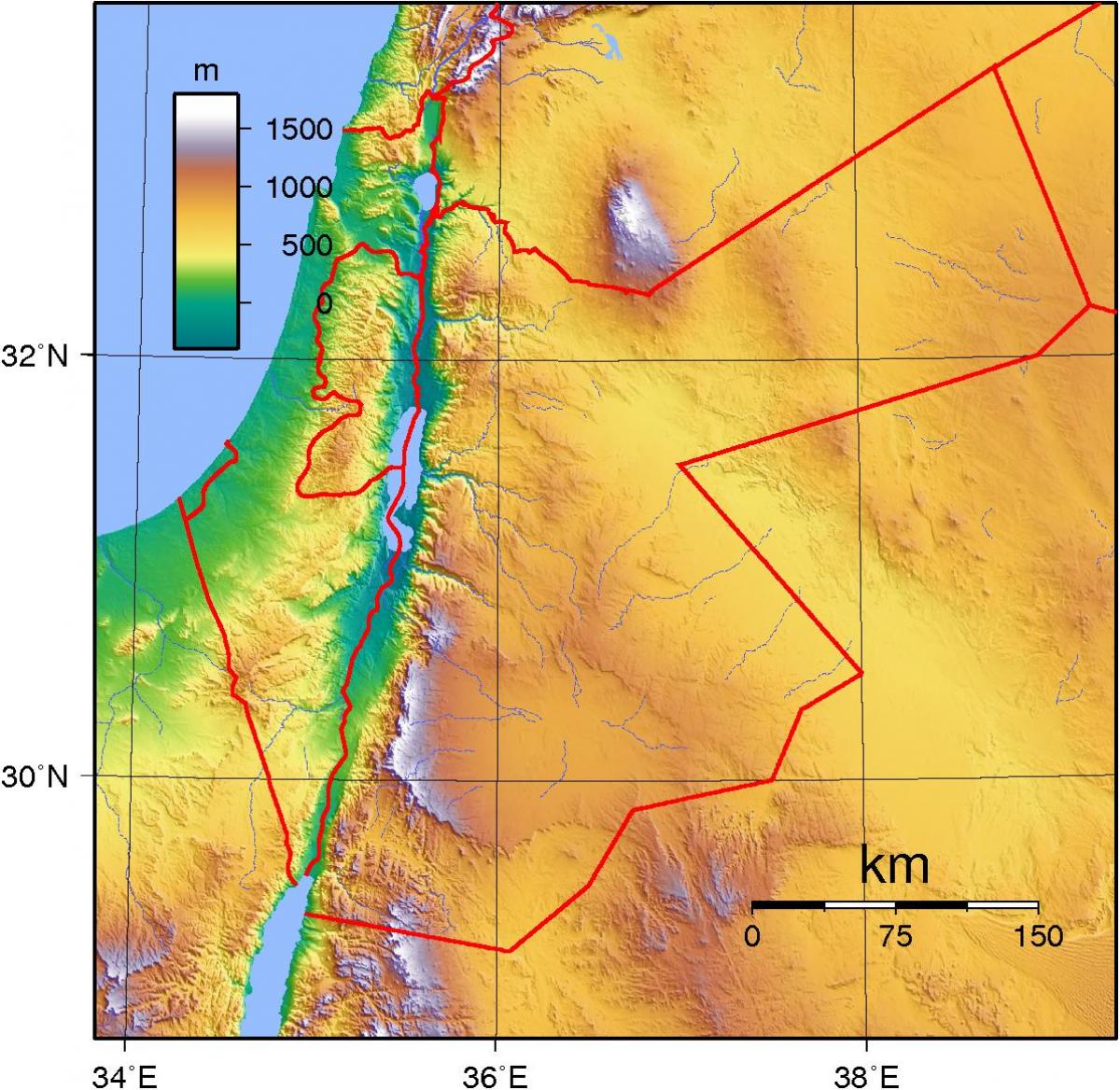 რუკა Jordan ტოპოგრაფიული