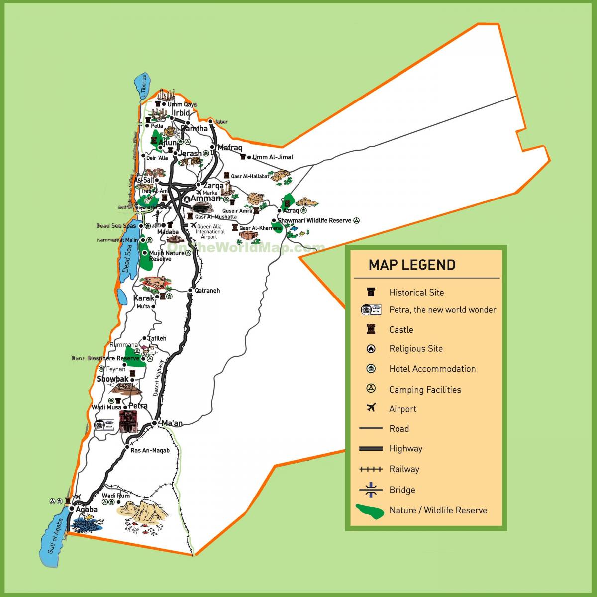 რუკა Jordan ტურისტული საიტები