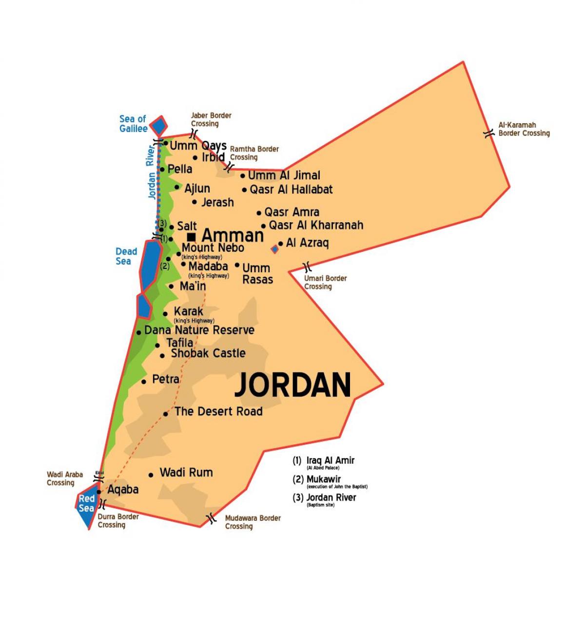 იორდანიის ქალაქების რუკა