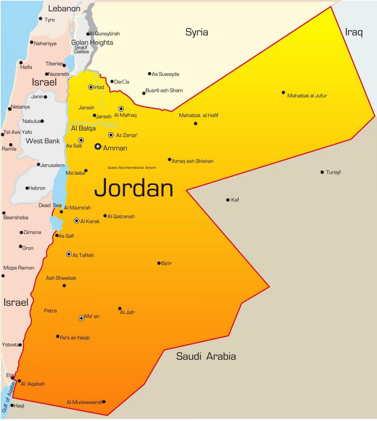 რუკა Jordan ახლო აღმოსავლეთში