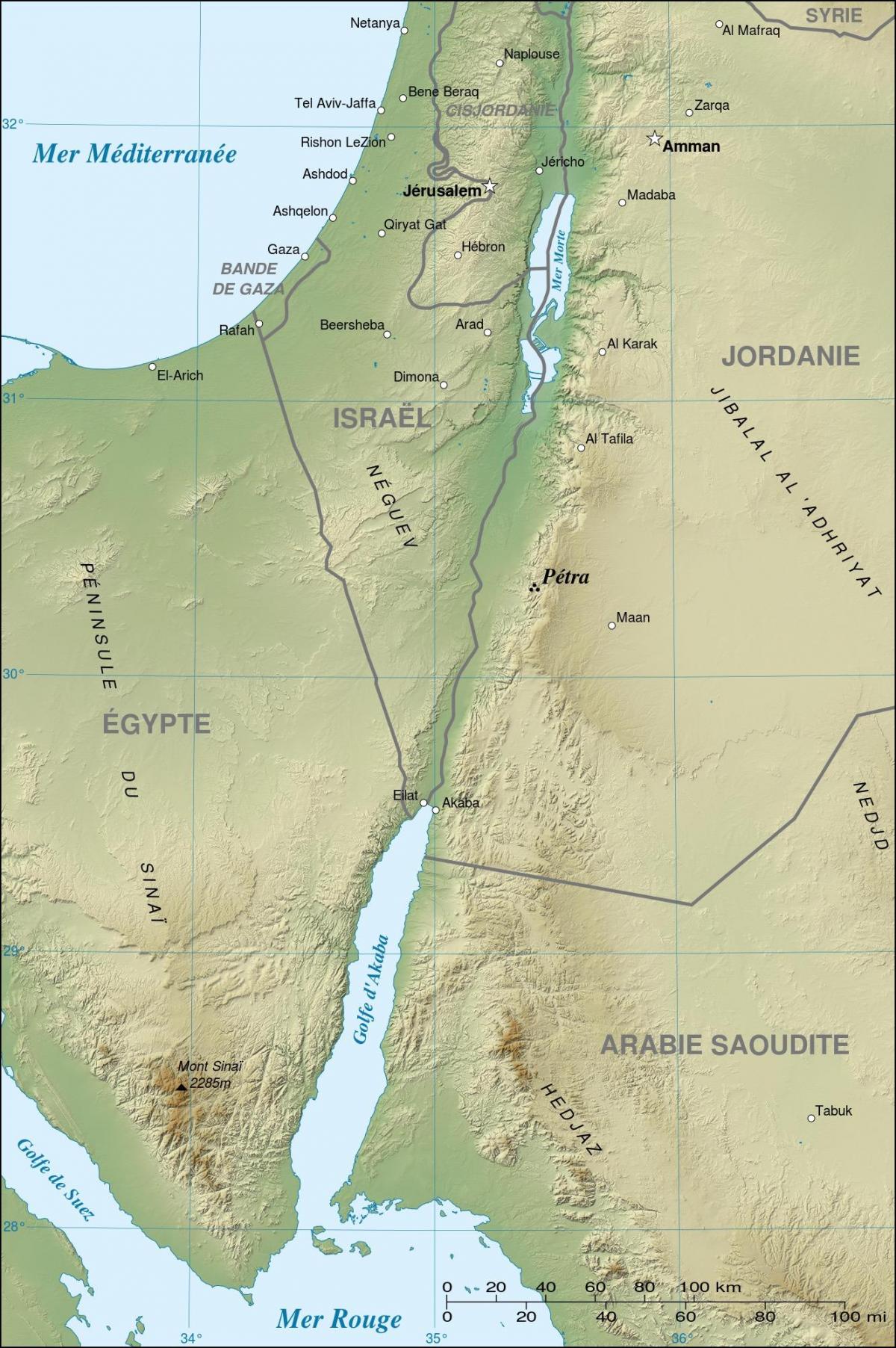რუკა Jordan აჩვენებს petra